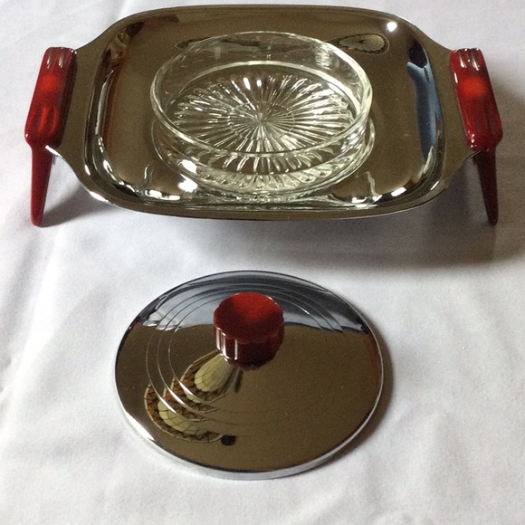 Glo Hill Vintage Chrome/Bakelite Tray - Picture 1 of 9